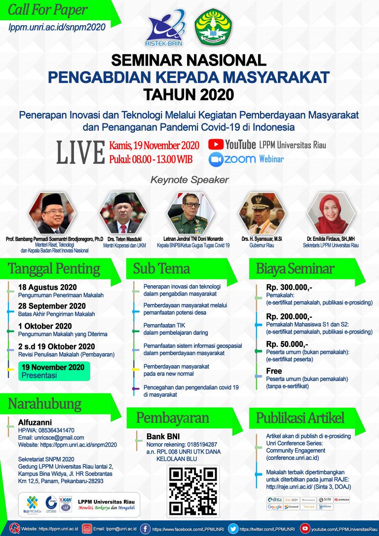 Call for Paper Seminar Nasional Pengabdian Mayarakat Tahun 2020 LPPM